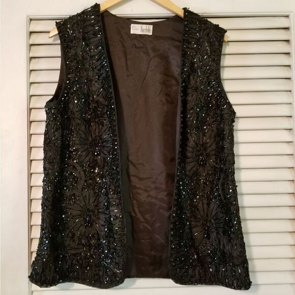 VintageHarzfeld's Kansas City Black Beaded Vest - Picture 1 of 10